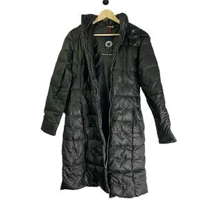 Bergdorf Goodman Ciesse Black Goose Down Long Winter Hooded Quilted Puffer Coat